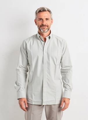 Chemise manches longues coupe cintrée gris PIERRE TALAMON homme