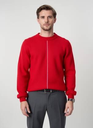 Pull stretch manches longues rouge PIERRE TALAMON homme