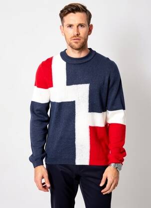 Pull stretch manches longues bleu PIERRE TALAMON homme