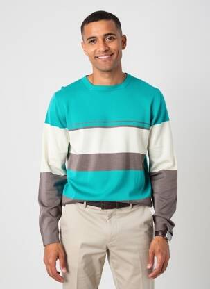 Pull stretch manches longues bleu PIERRE TALAMON homme