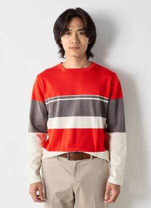 Pull stretch manches longues orange PIERRE TALAMON homme