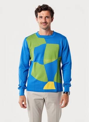 Pull stretch manches longues bleu PIERRE TALAMON homme