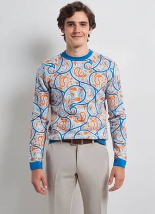 Pull stretch manches longues bleu PIERRE TALAMON homme