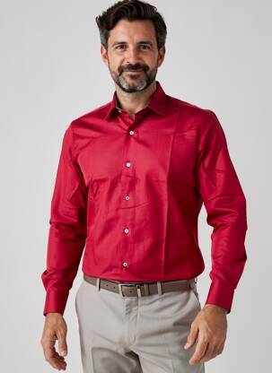 Chemise manches longues coupe droite rouge PIERRE TALAMON homme