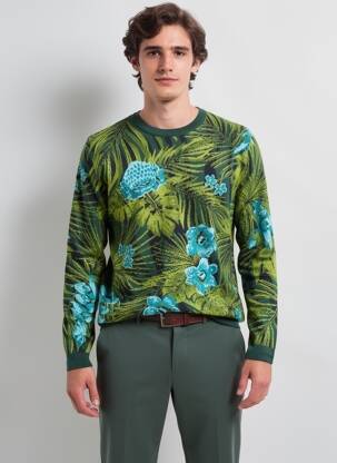Pull stretch manches longues vert PIERRE TALAMON homme