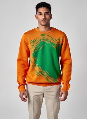 Pull stretch manches longues orange PIERRE TALAMON homme