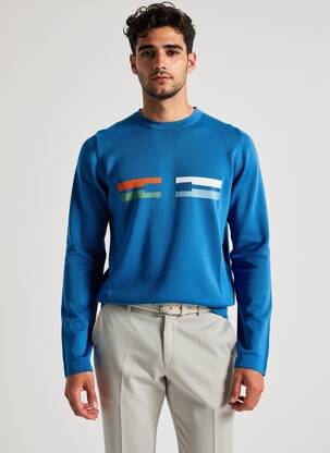 Pull stretch manches longues bleu PIERRE TALAMON homme