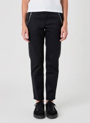 Pantalon chino fermeture zippée sous rabat boutonné taille normale noir HAPPY femme