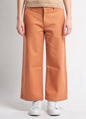 Pantalon large fermeture zippée sous rabat boutonné taille normale orange GRACE & MILA femme