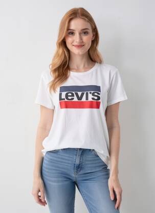 T-shirt sérigraphie floquée manches courtes blanc LEVI'S femme