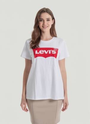 T-shirt sérigraphie floquée manches courtes blanc LEVI'S femme