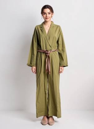 Combi-pantalon col chemisier manches longues vert LA PETITE ETOILE femme