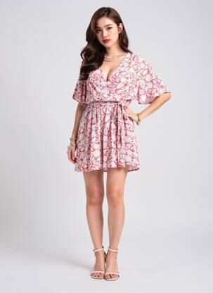 Combishort coupe cintrée manches courtes rouge PEPE JEANS femme