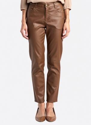 Pantalon slim tissage enduit taille normale marron MOLLY BRACKEN femme