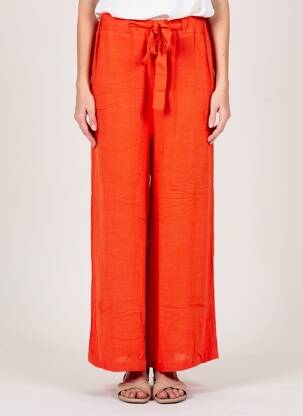 Pantalon large tissage crêpe taille normale orange MOLLY BRACKEN femme