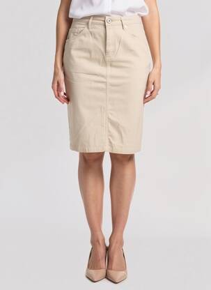 Jupe mi-longue coupe droite beige TBS femme