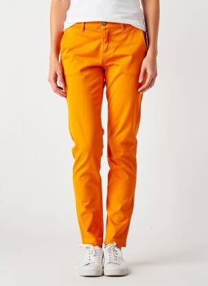 Pantalon chino tissage popeline taille normale orange HAPPY femme