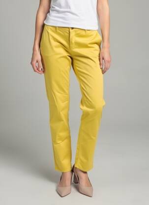 Pantalon chino tissage popeline taille normale jaune HAPPY femme