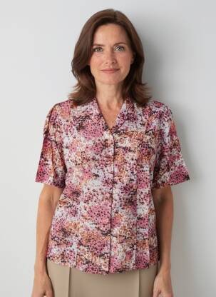 Chemisier imprimé fantaisie manches courtes rose GUY DUBOUIS femme