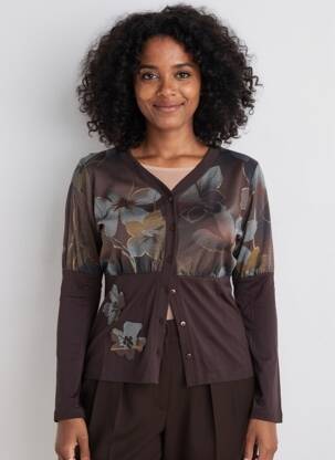 Gilet manches longues stretch marron OPALINE femme