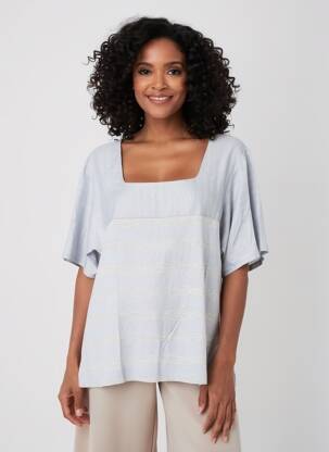 T-shirt coupe droite manches courtes bleu ESCORPION femme