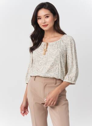Top stretch manches 3/4 beige BARBARA LEBEK femme