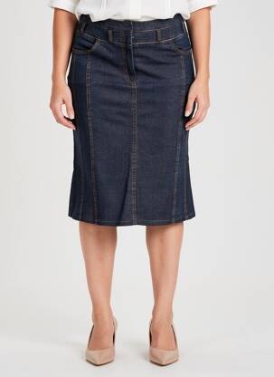 Jupe mi-longue stretch bleu STEILMANN femme