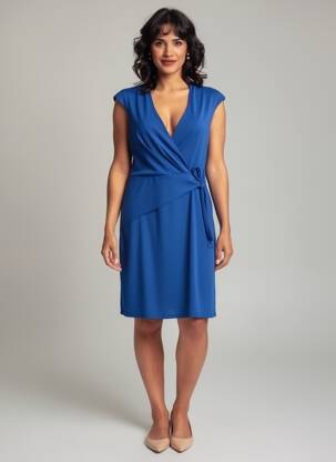 Robe courte manches courtes manches courtes bleu DANEVA femme