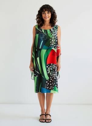 Robe mi-longue coupe fluide sans manche noir EROKE femme