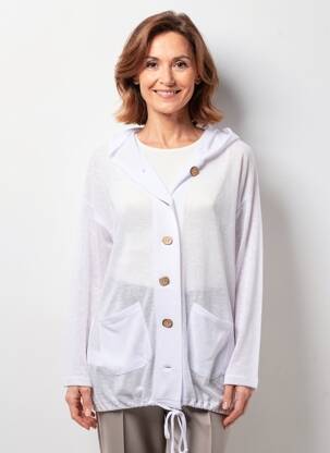 Gilet manches longues col rond blanc MARBLE femme