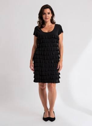 Robe mi-longue manches courtes manches courtes noir FRANK LYMAN femme