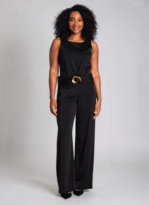 Combi-pantalon tissage crêpe sans manche noir DANEVA femme