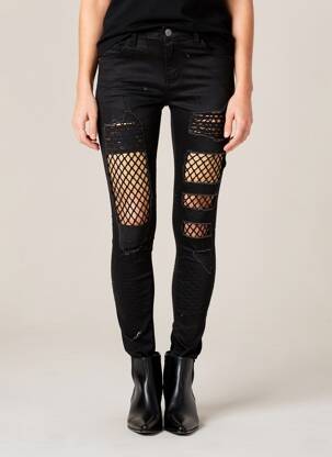 Pantalon slim stretch taille normale noir LEXXURY femme