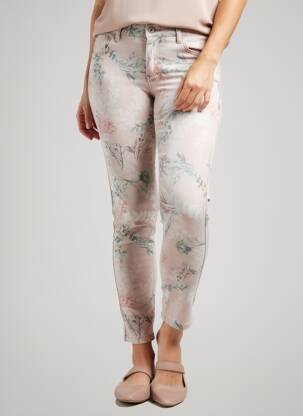 Pantalon slim tissage popeline taille normale beige PLACE DU JOUR femme