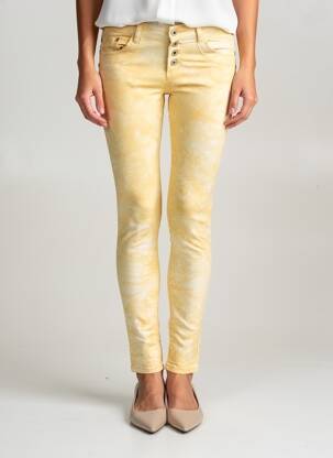 Pantalon slim stretch taille normale jaune PLACE DU JOUR femme