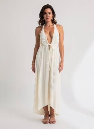 Robe longue sans manche sans manche beige LA PERLA femme