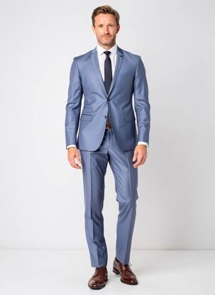 Costume de ville coupe cintrée bleu IZAC homme
