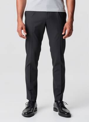 Pantalon slim taille à pinces taille normale noir KAMAO homme