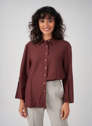 Chemisier coupe cintrée manches longues marron SURKANA femme