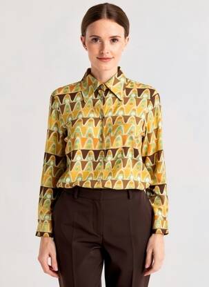Chemisier coupe cintrée manches longues jaune MALIPARMI femme