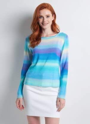 Pull coupe cintrée manches longues bleu A.POIL femme