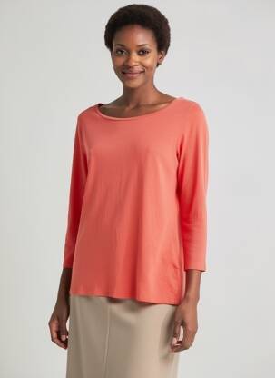 T-shirt manches 3/4 manches 3/4 orange MAJESTIC FILATURES femme