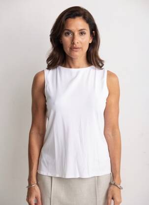 Débardeur stretch sans manche blanc MAJESTIC FILATURES femme