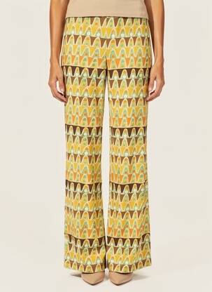 Pantalon large coupe fluide taille normale jaune MALIPARMI femme