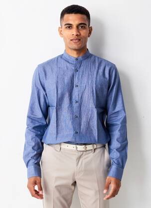 Chemise manches longues coupe droite bleu NO EXCESS homme