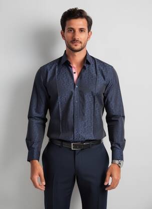 Chemise manches longues imprimé fantaisie bleu CAP 10 TEN homme