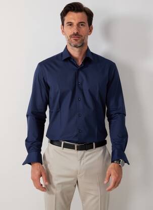 Chemise manches longues coupe droite bleu MARVELIS homme