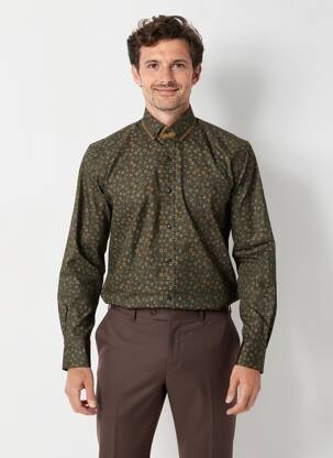 Chemise manches longues imprimé fantaisie vert CAP 10 TEN homme