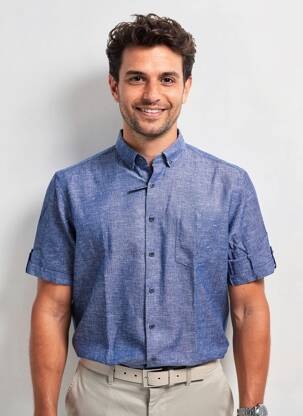 Chemise manches courtes coupe droite bleu REDMOND homme
