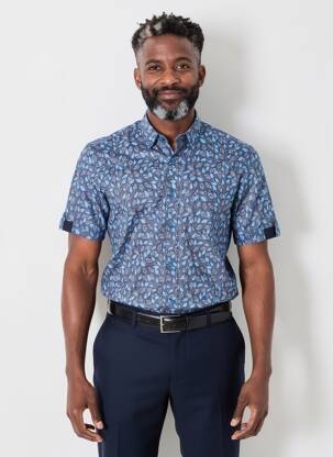 Chemise manches courtes imprimé fantaisie bleu CAP 10 TEN homme